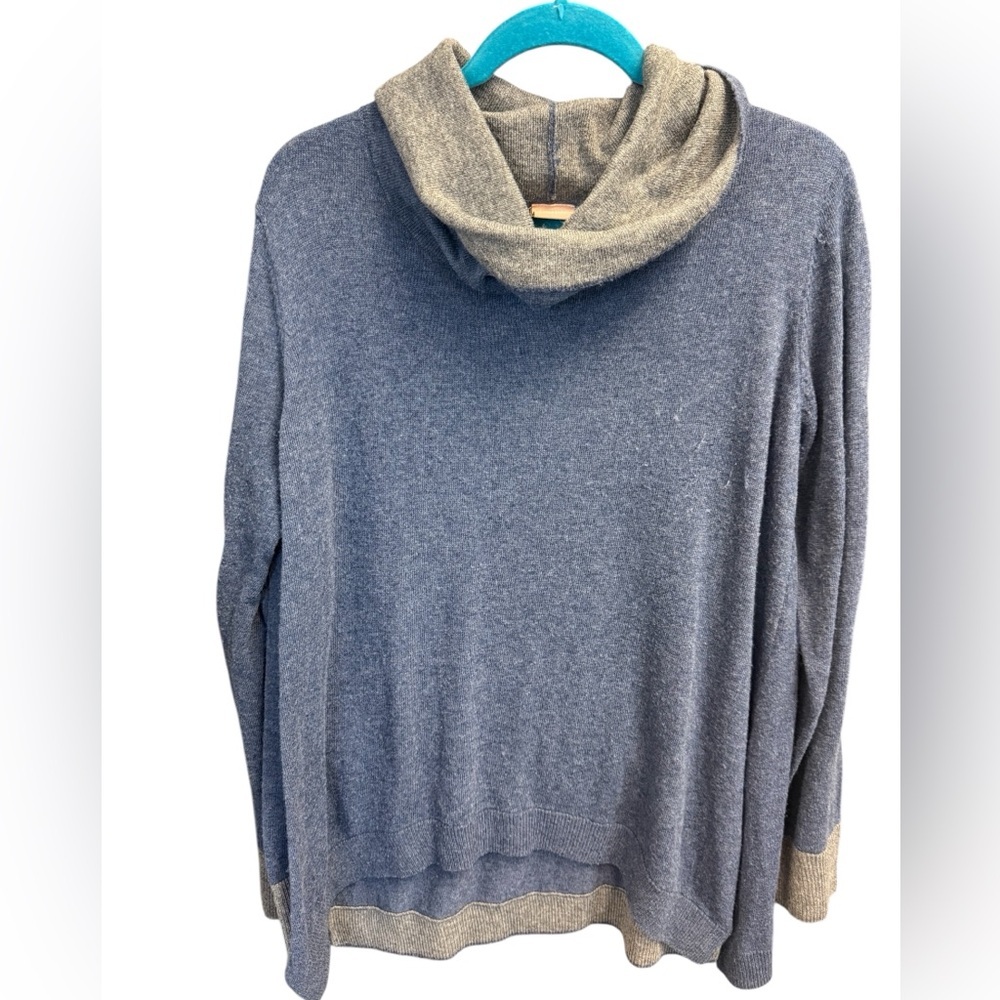 Devotion by Cyrus Cowl Neck Sweater XL Blue Gray Contrast Knit